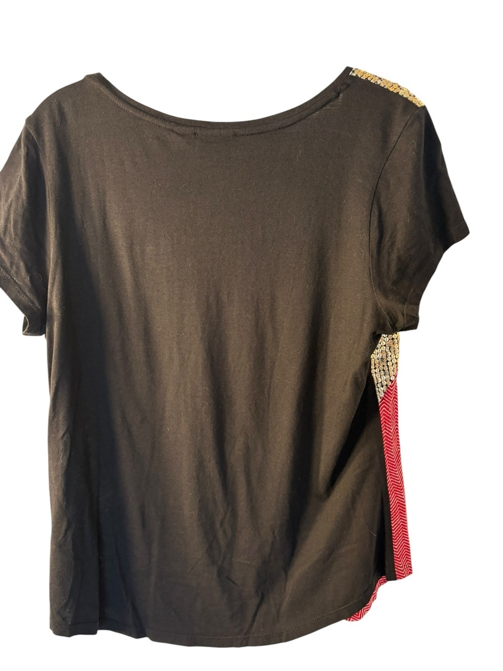 Chico's Short Sleeve Mixed-Print Top - Red, Black & Gold - Picture 6 of 6